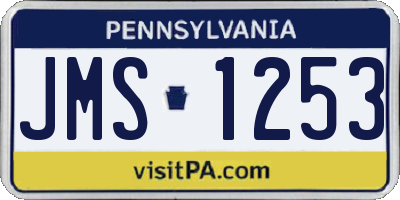 PA license plate JMS1253