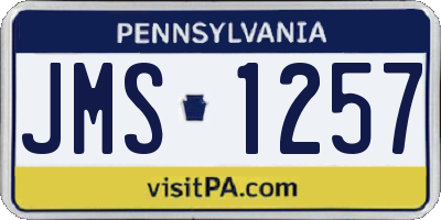 PA license plate JMS1257