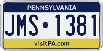 PA license plate JMS1381