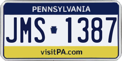 PA license plate JMS1387