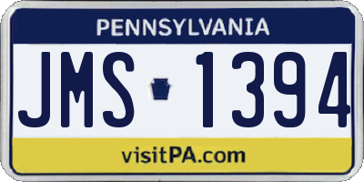 PA license plate JMS1394