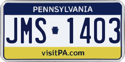 PA license plate JMS1403