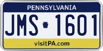 PA license plate JMS1601