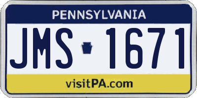 PA license plate JMS1671