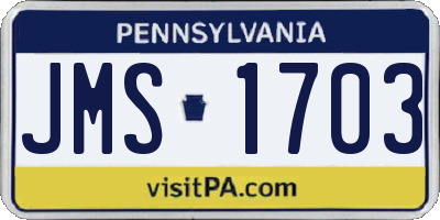 PA license plate JMS1703
