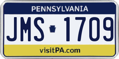 PA license plate JMS1709