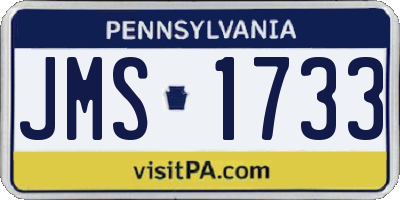 PA license plate JMS1733