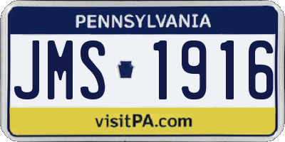 PA license plate JMS1916