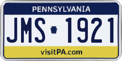 PA license plate JMS1921