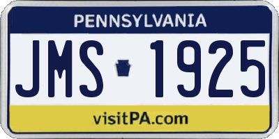 PA license plate JMS1925