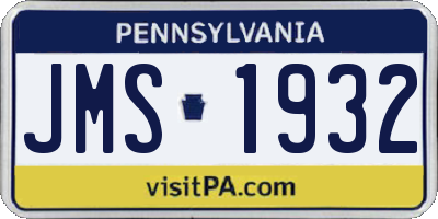 PA license plate JMS1932
