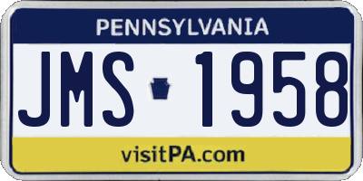 PA license plate JMS1958