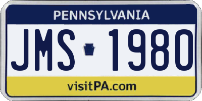 PA license plate JMS1980