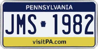 PA license plate JMS1982