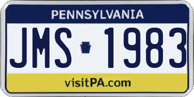 PA license plate JMS1983
