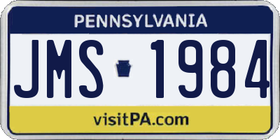 PA license plate JMS1984