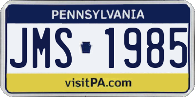 PA license plate JMS1985