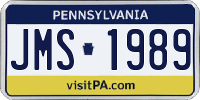 PA license plate JMS1989