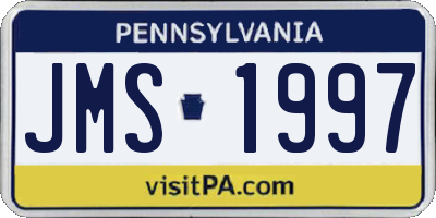 PA license plate JMS1997