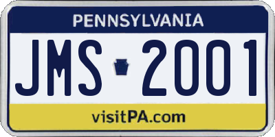 PA license plate JMS2001