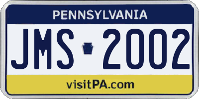 PA license plate JMS2002