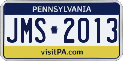 PA license plate JMS2013