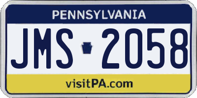 PA license plate JMS2058