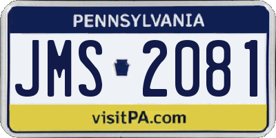 PA license plate JMS2081