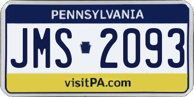 PA license plate JMS2093