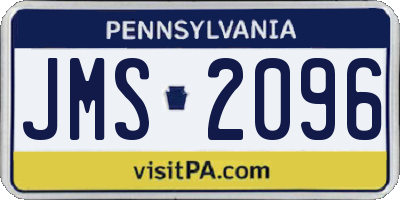 PA license plate JMS2096