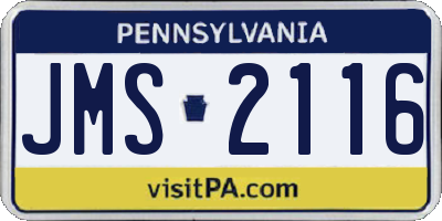PA license plate JMS2116
