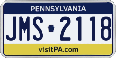 PA license plate JMS2118