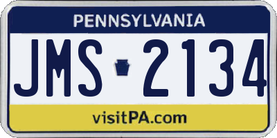 PA license plate JMS2134