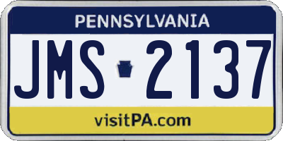 PA license plate JMS2137