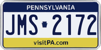 PA license plate JMS2172