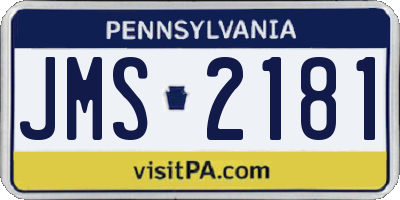 PA license plate JMS2181