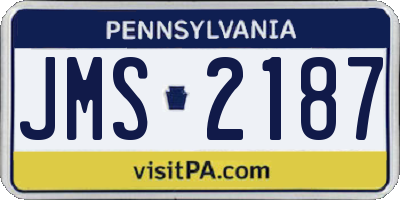PA license plate JMS2187