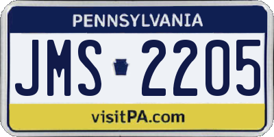 PA license plate JMS2205