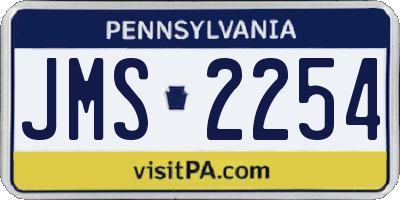 PA license plate JMS2254