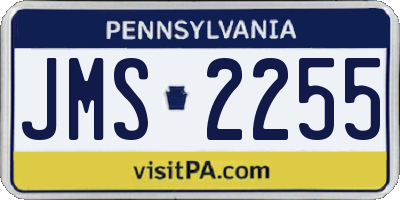 PA license plate JMS2255