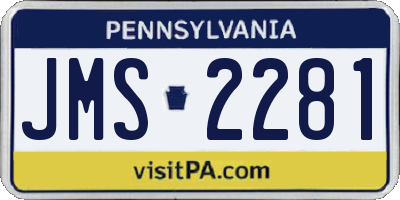 PA license plate JMS2281