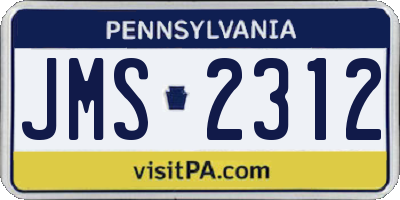 PA license plate JMS2312