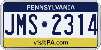 PA license plate JMS2314