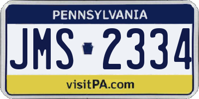 PA license plate JMS2334