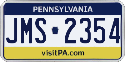 PA license plate JMS2354