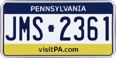 PA license plate JMS2361