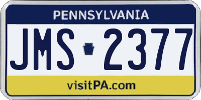 PA license plate JMS2377