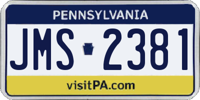PA license plate JMS2381