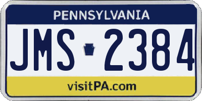 PA license plate JMS2384