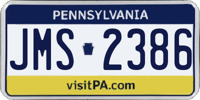 PA license plate JMS2386